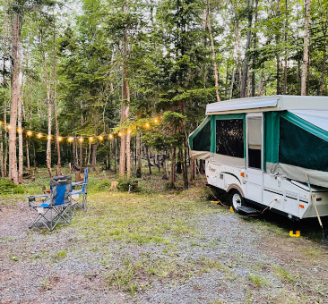 Popup tent campsite.